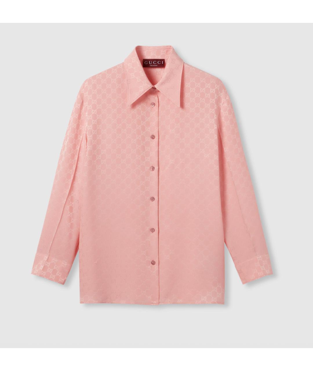 GUCCI Розовая шелковая рубашка, фото 7
