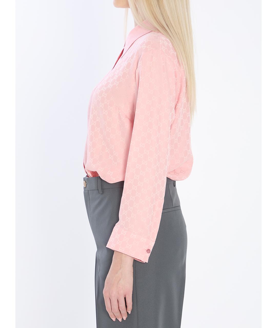 GUCCI Розовая шелковая рубашка, фото 4
