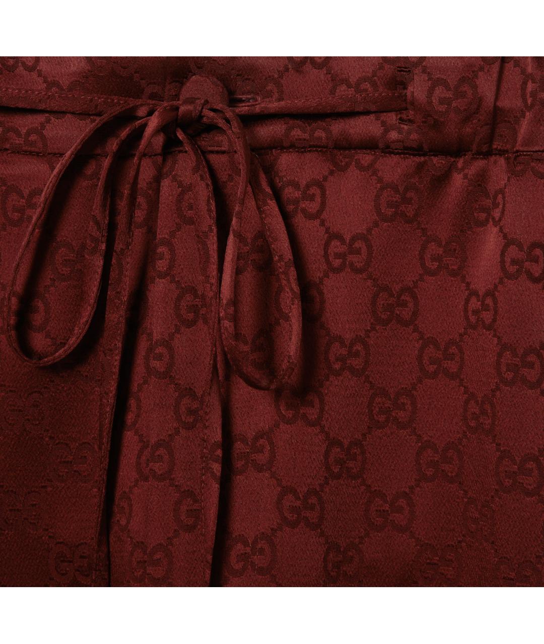 GUCCI Бордовые вискозные прямые брюки, фото 6