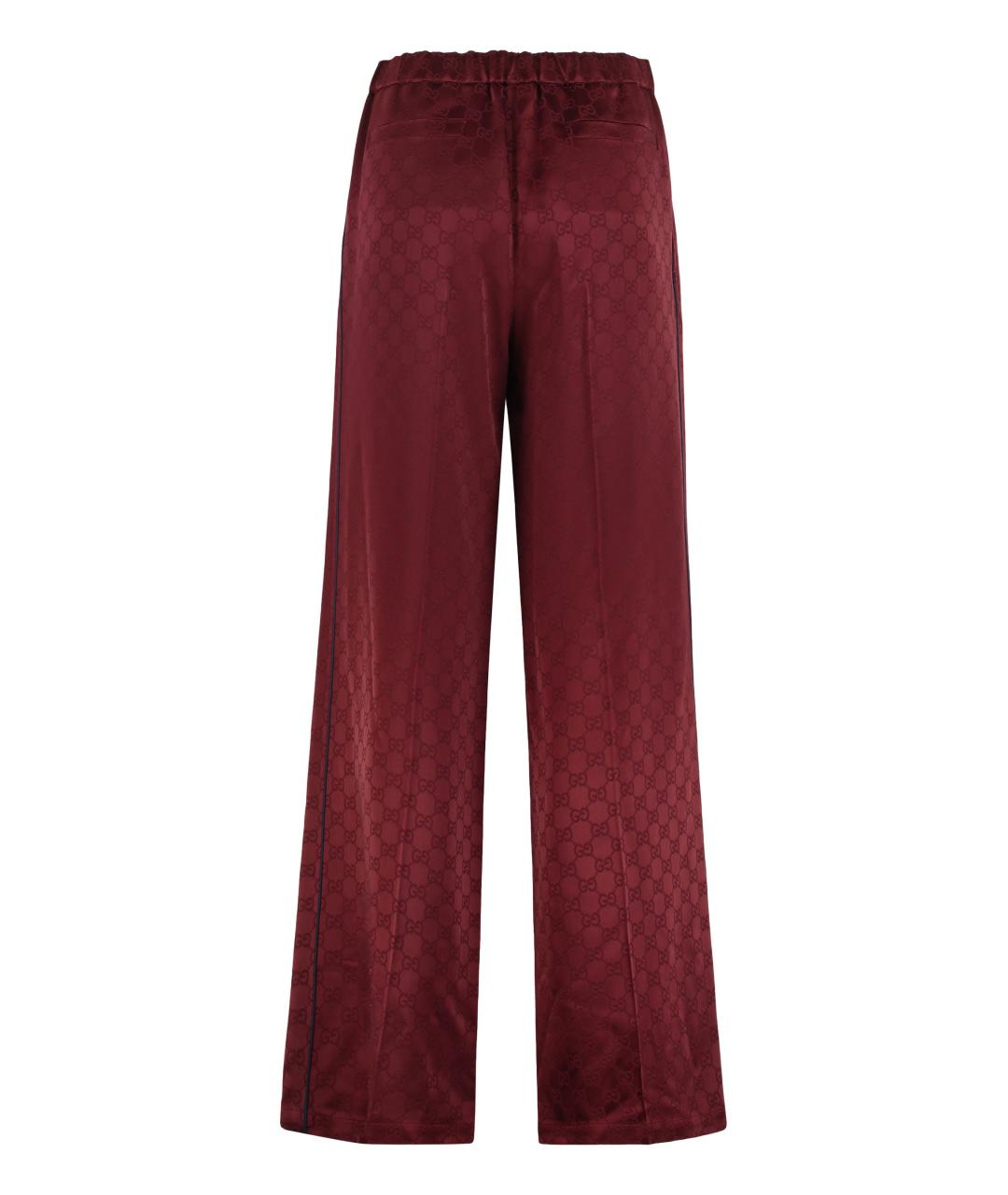 GUCCI Бордовые вискозные прямые брюки, фото 2