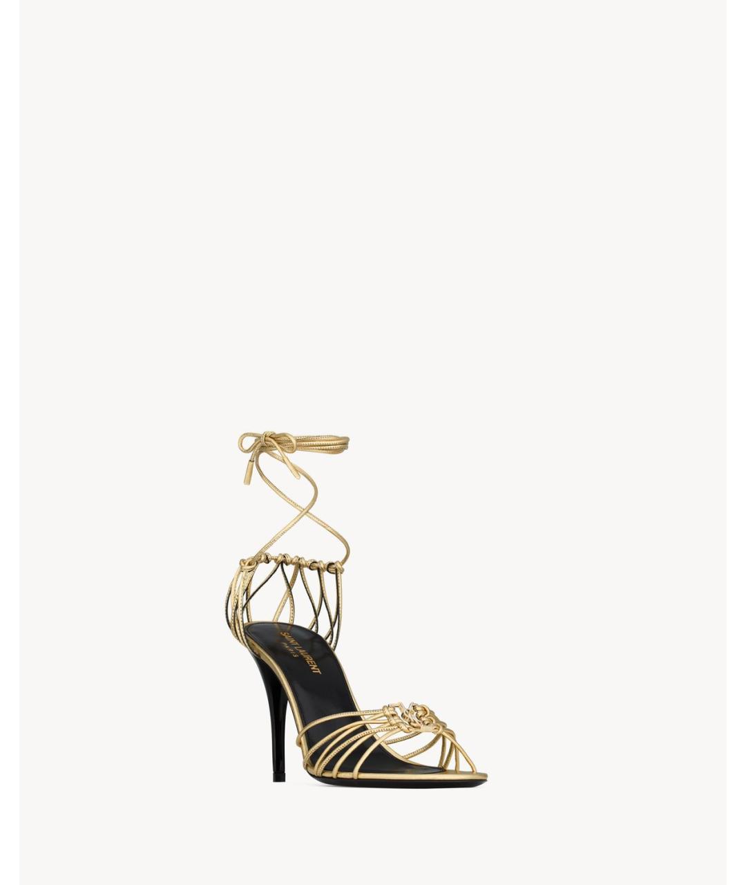 SAINT LAURENT Золотые кожаные туфли, фото 3
