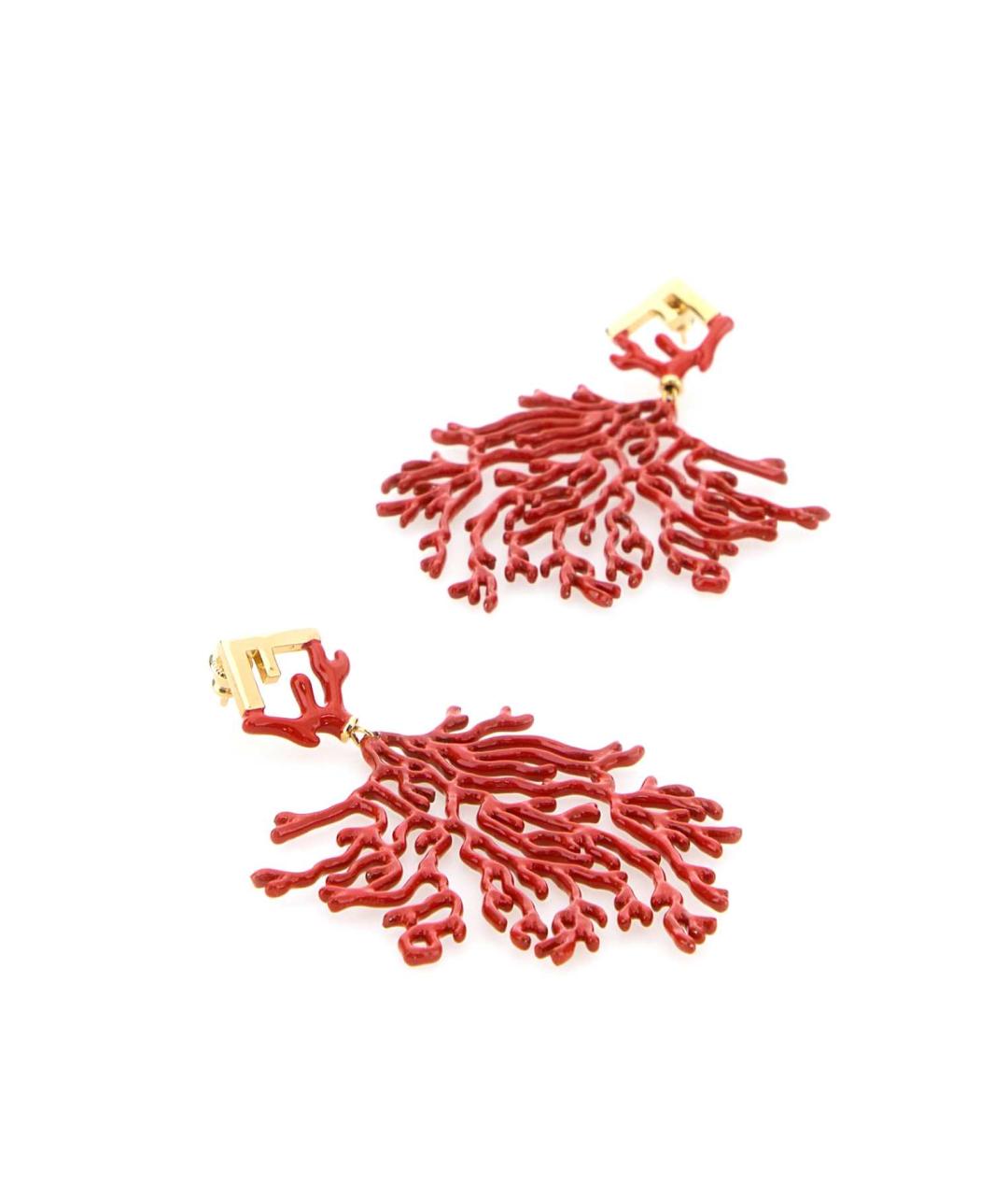 FENDI Красные металлические серьги, фото 2