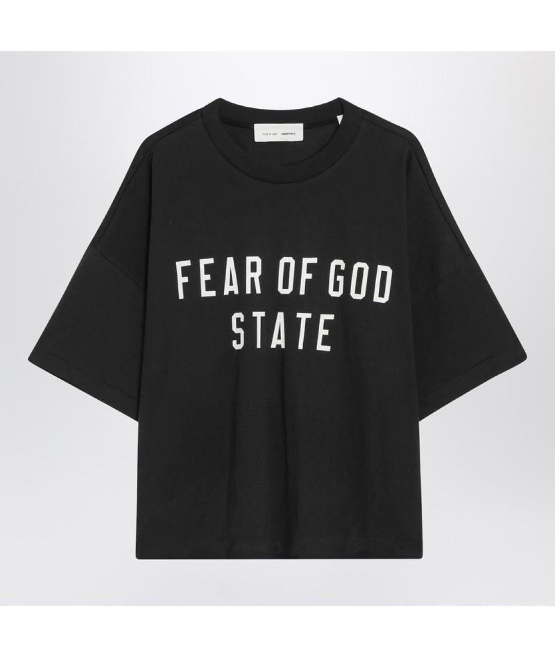 FEAR OF GOD ESSENTIALS Черная хлопковая футболка, фото 3