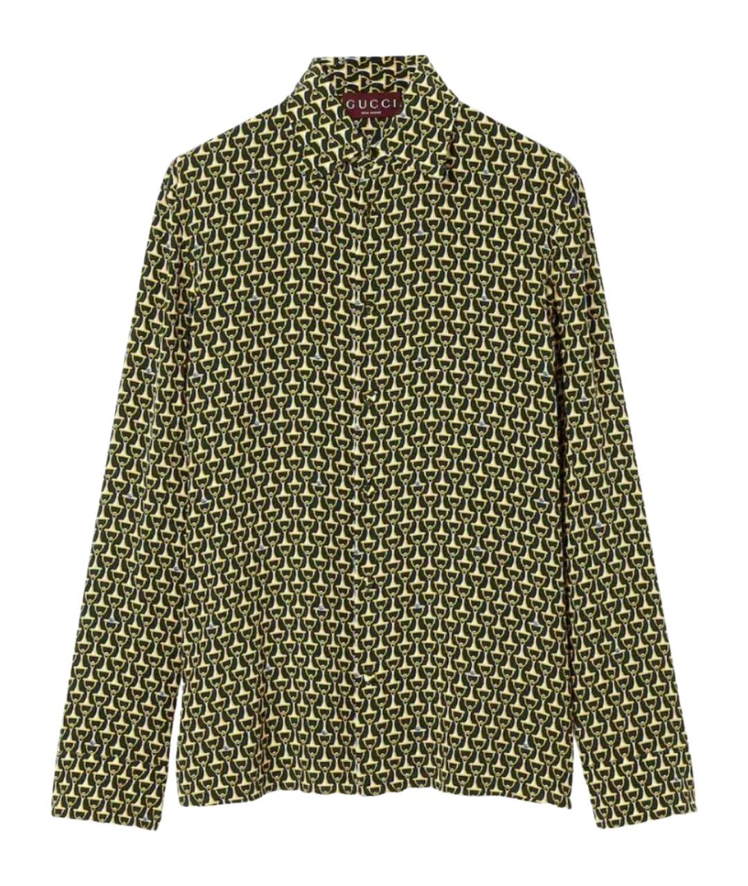 GUCCI Зеленая шелковая кэжуал рубашка, фото 1