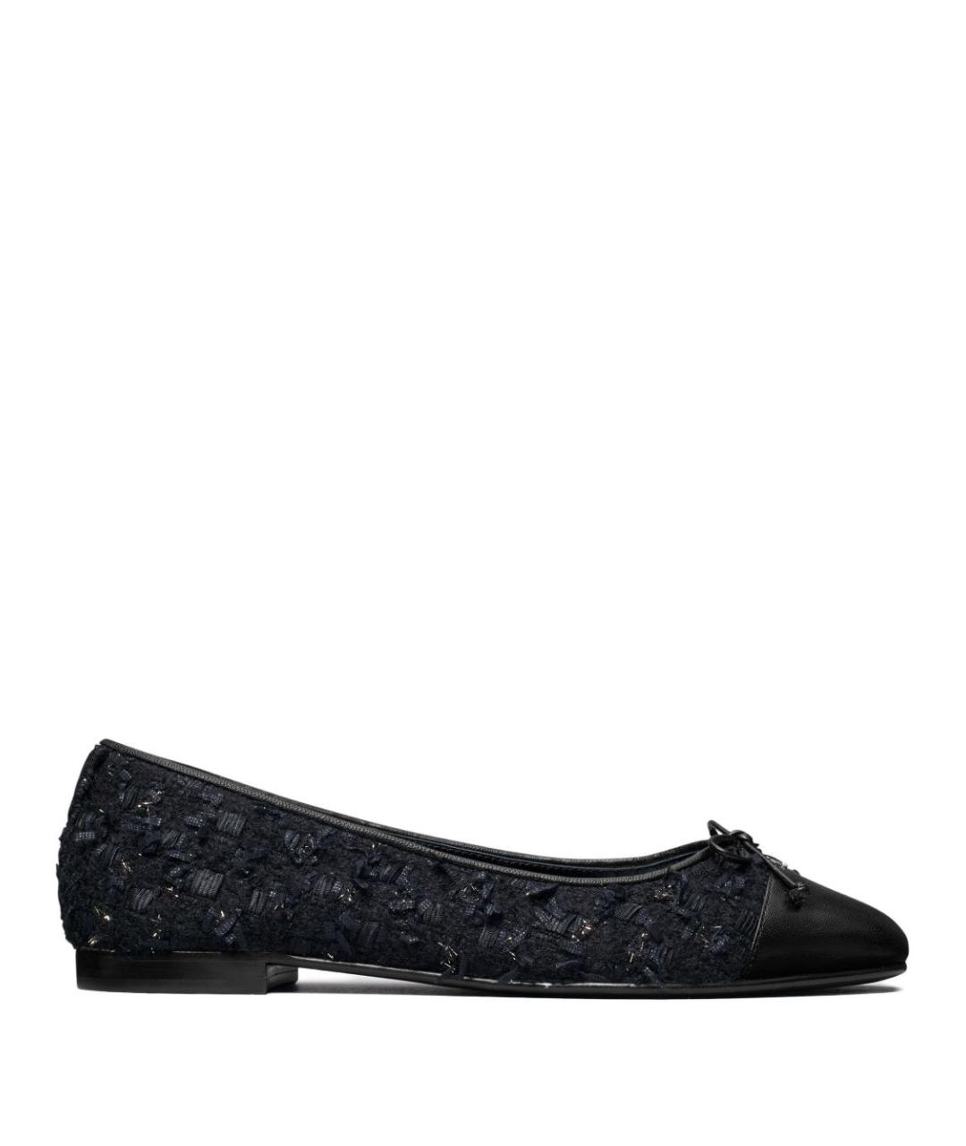 TORY BURCH Синие кожаные балетки, фото 1