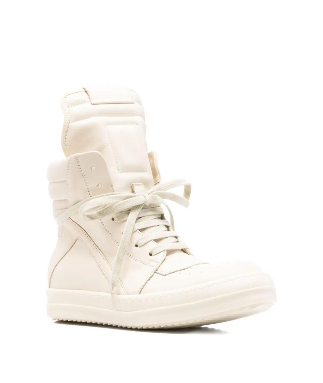 RICK OWENS Белые кожаные кроссовки, фото 3