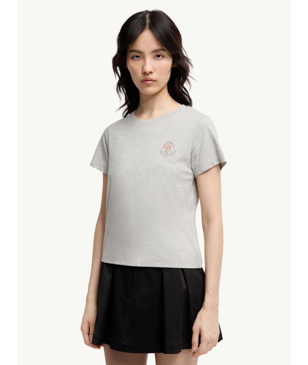 MONCLER Серая хлопковая футболка, фото 3