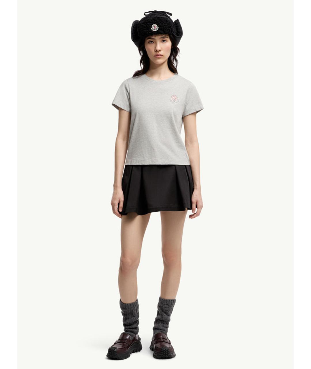 MONCLER Серая хлопковая футболка, фото 2