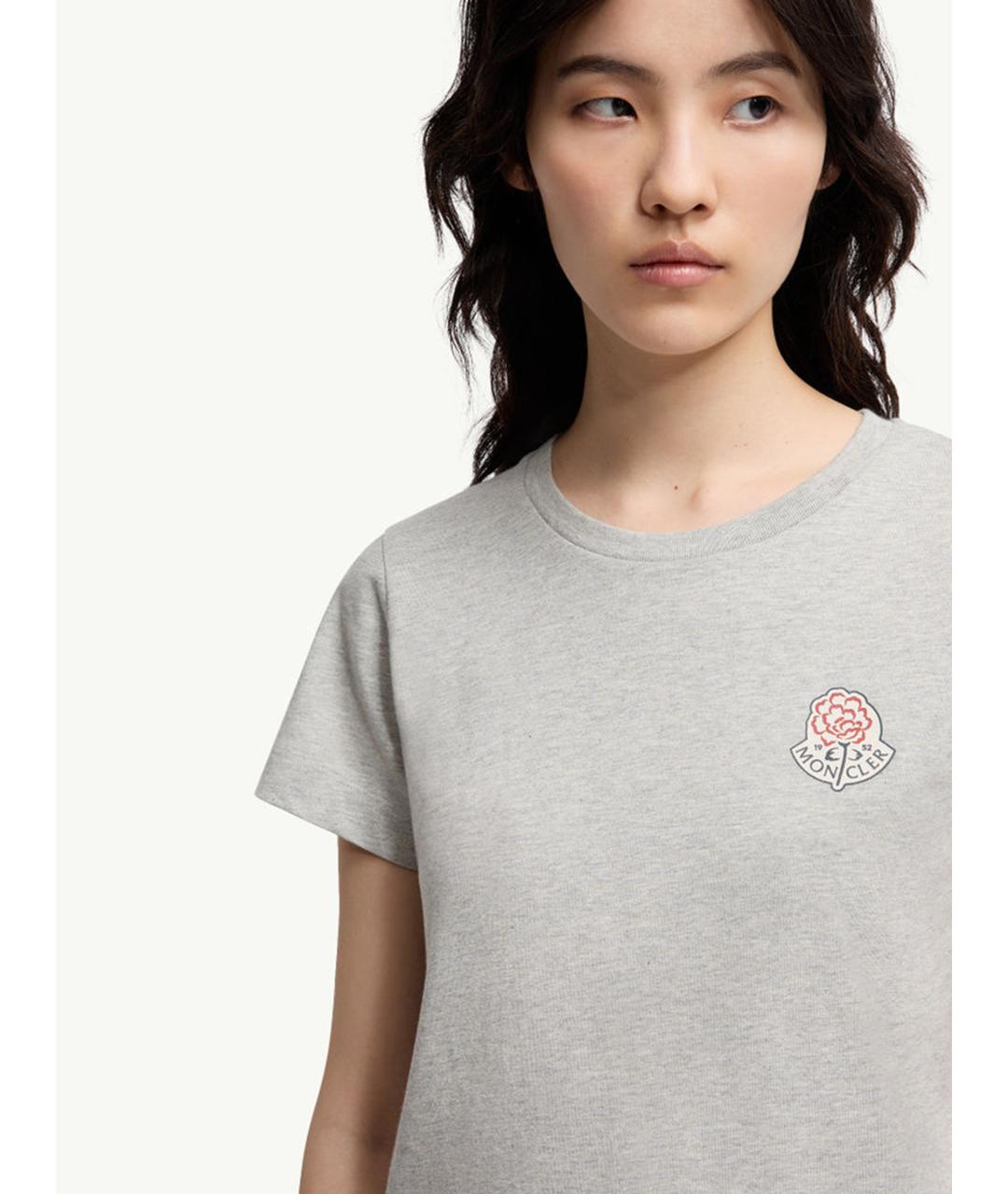 MONCLER Серая хлопковая футболка, фото 5