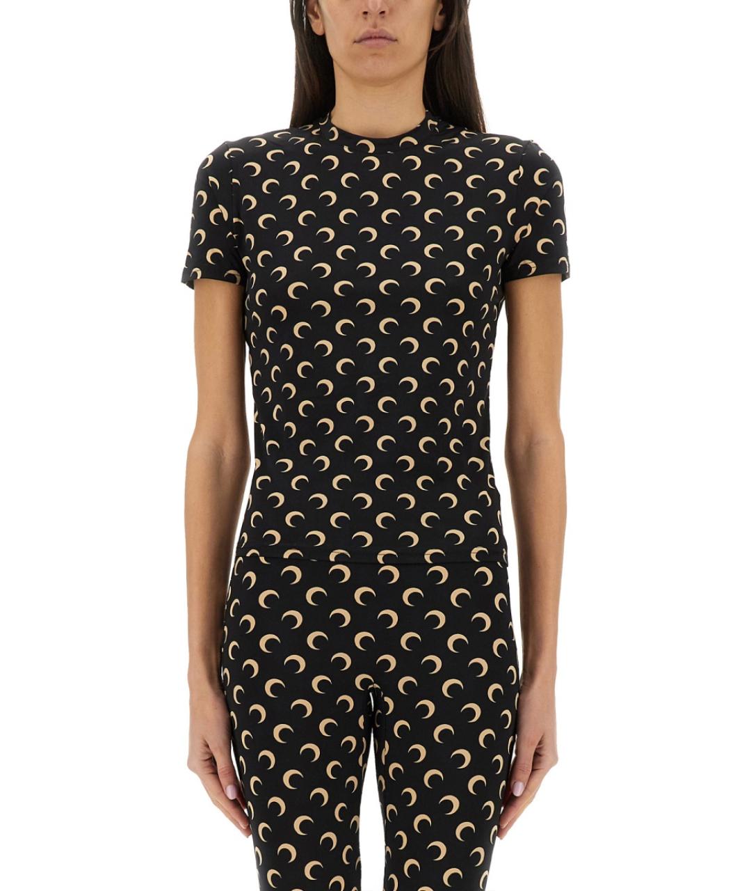 MARINE SERRE Черная полиамидовая футболка, фото 2