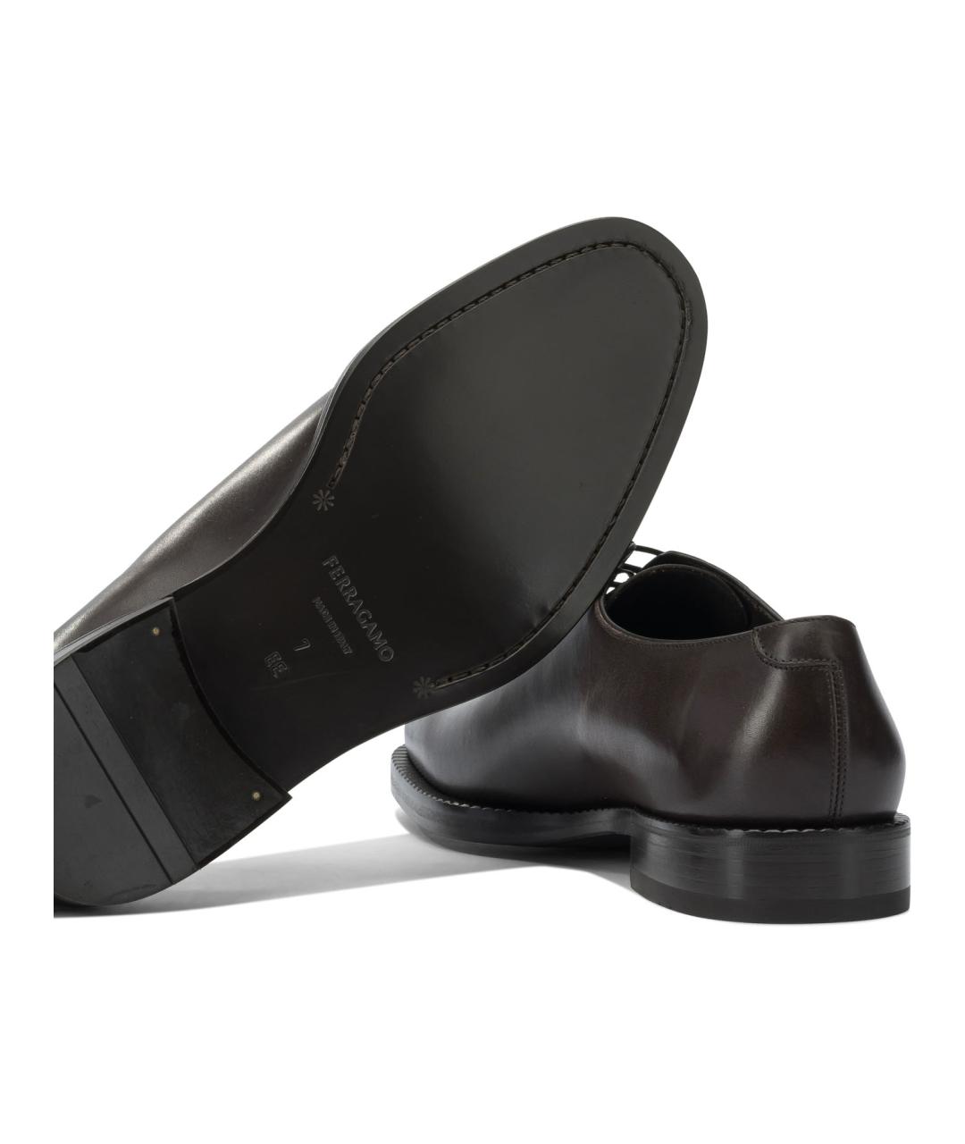 FERRAGAMO Коричневые кожаные туфли, фото 5
