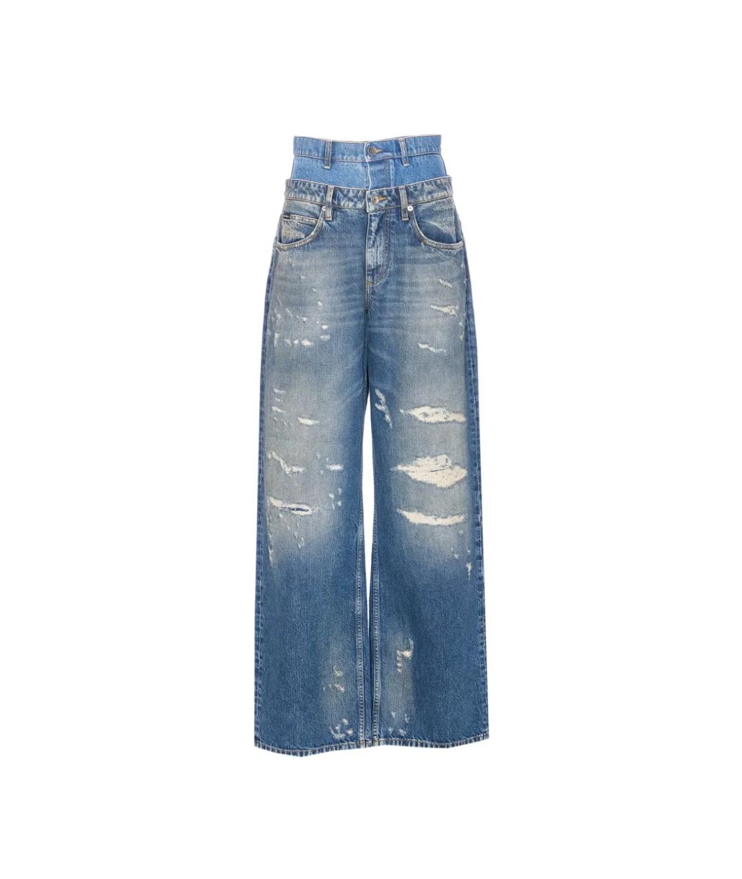 DOLCE&GABBANA Голубые хлопковые прямые джинсы, фото 1