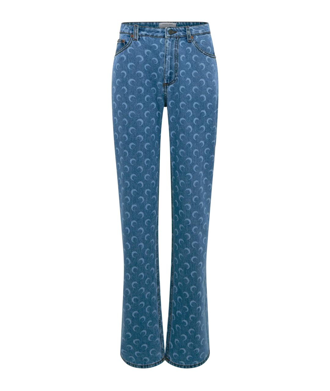 MARINE SERRE Синие хлопковые прямые джинсы, фото 1