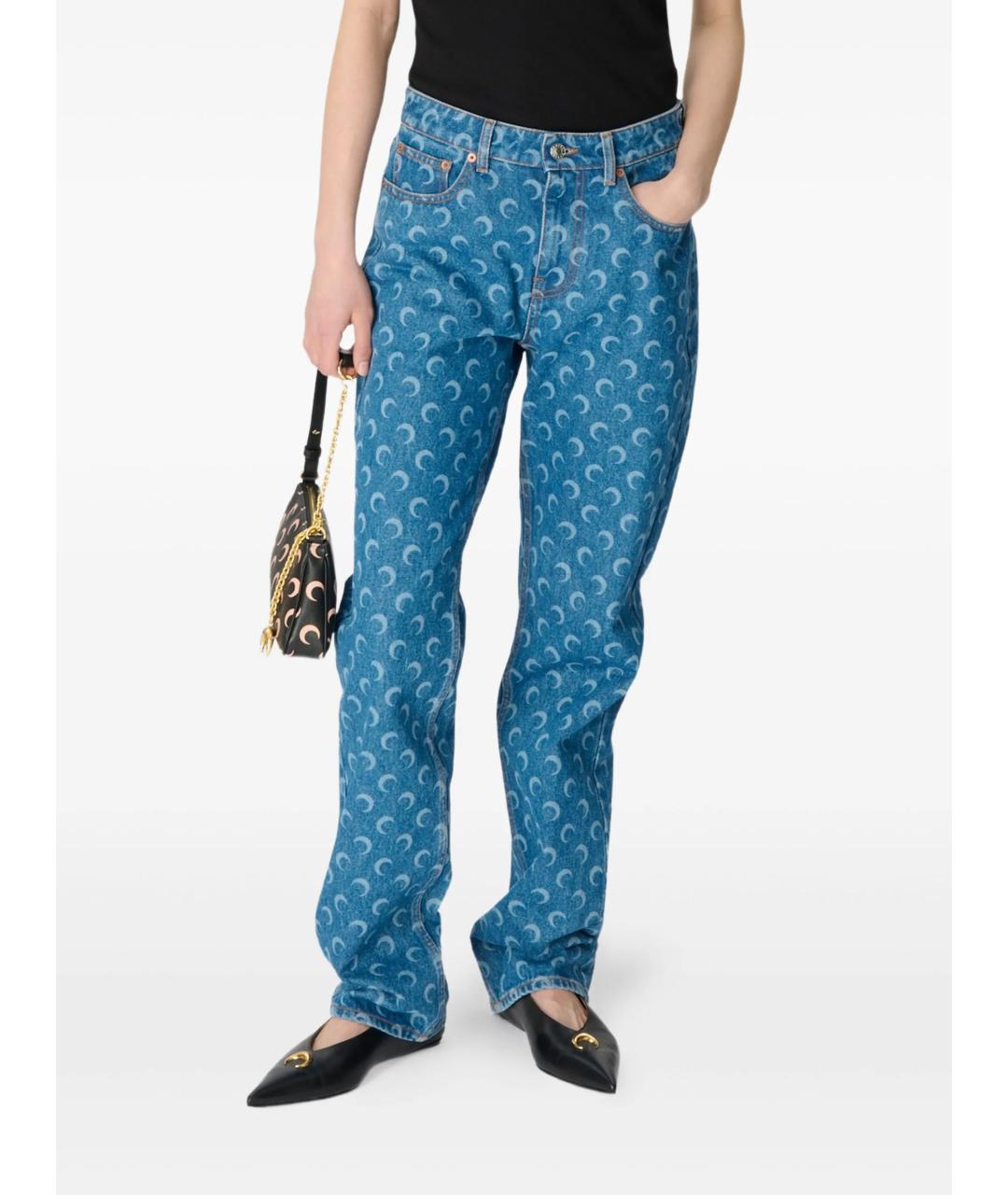 MARINE SERRE Синие хлопковые прямые джинсы, фото 4