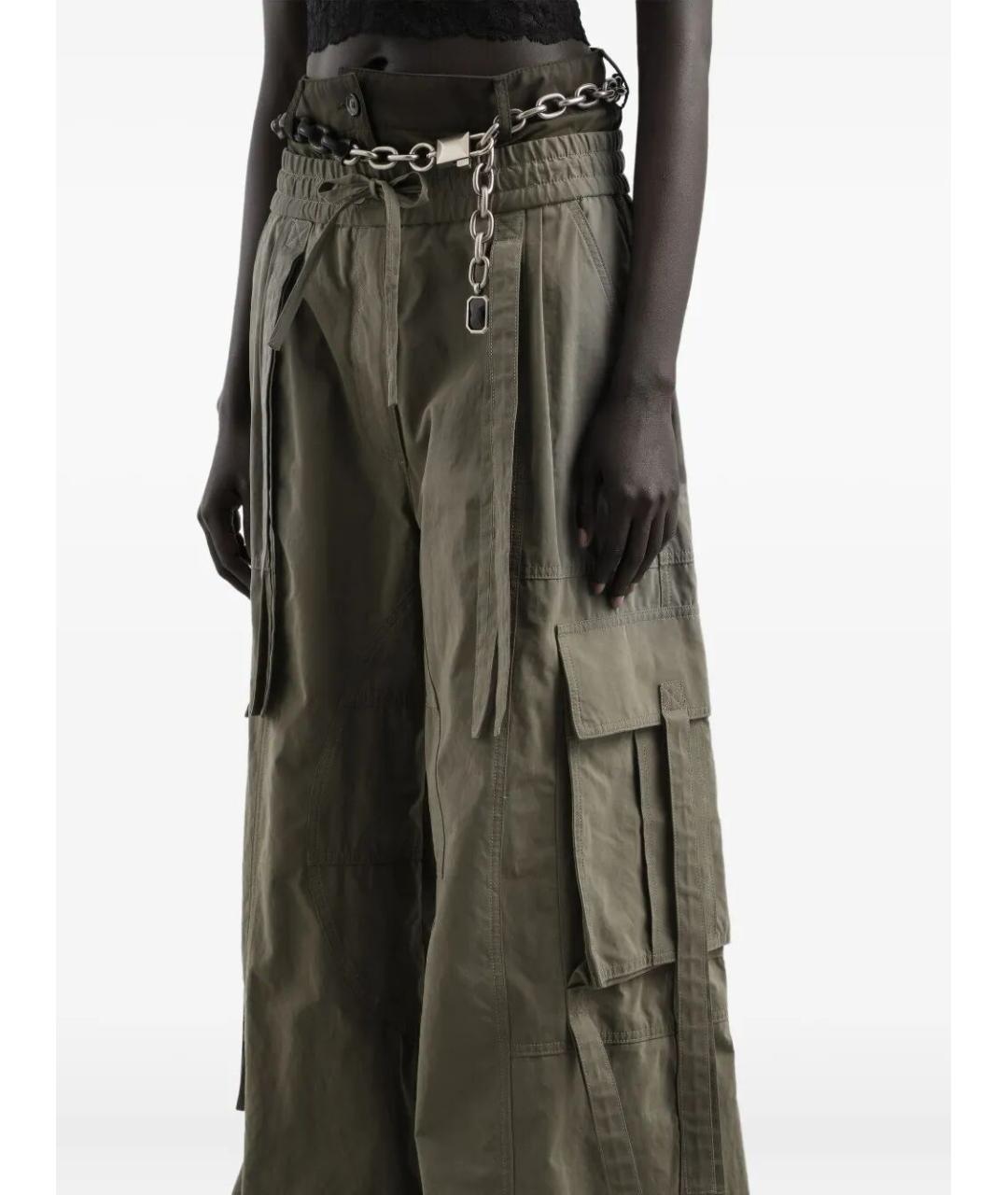 DOLCE&GABBANA Зеленые хлопковые прямые брюки, фото 5