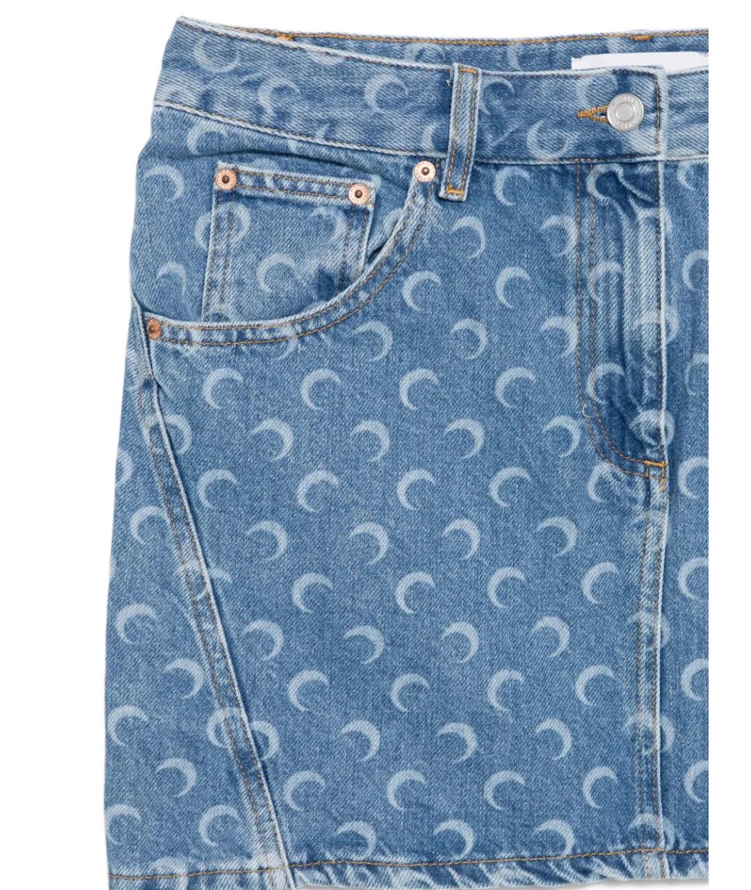 MARINE SERRE Синяя хлопковая юбка мини, фото 3