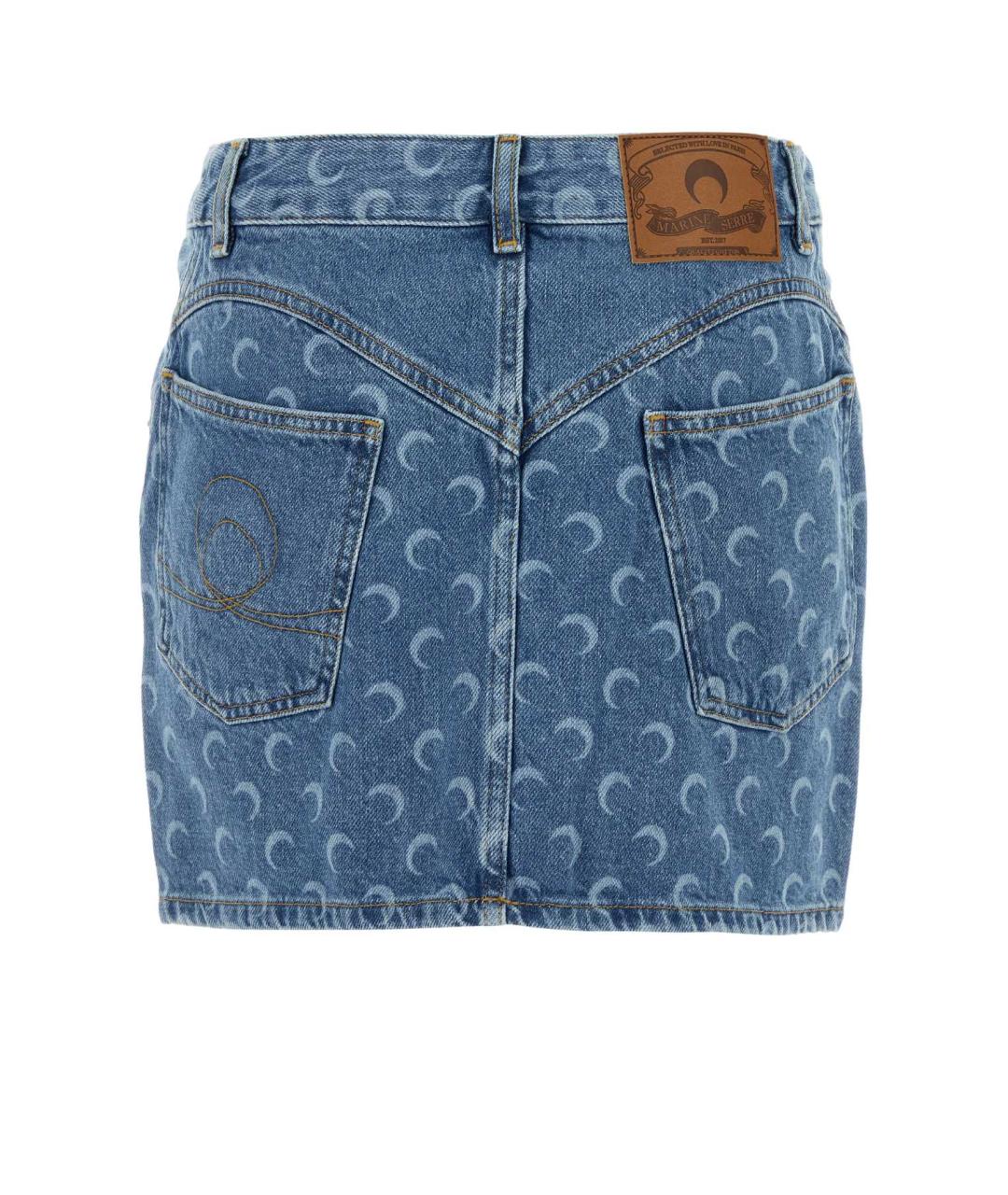 MARINE SERRE Синяя хлопковая юбка мини, фото 2