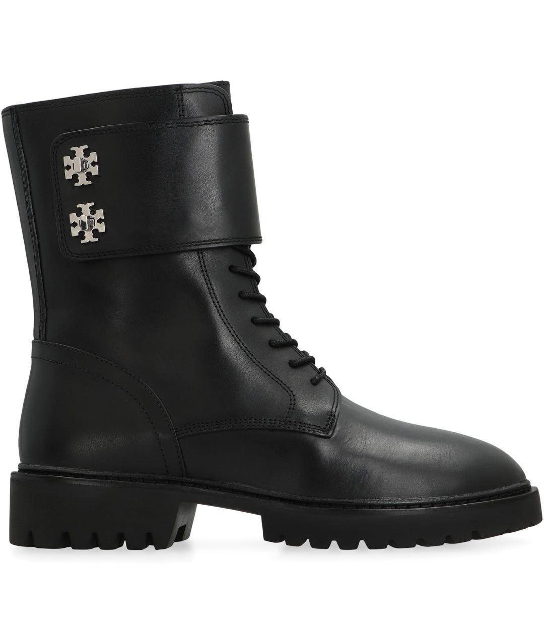 TORY BURCH Черные кожаные ботинки, фото 2