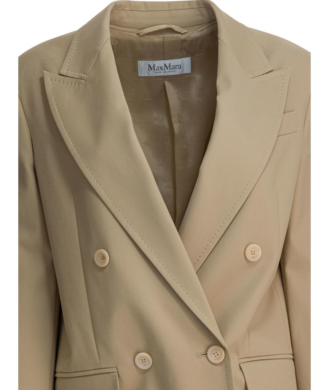 MAX MARA Бежевый хлопковый жакет/пиджак, фото 3