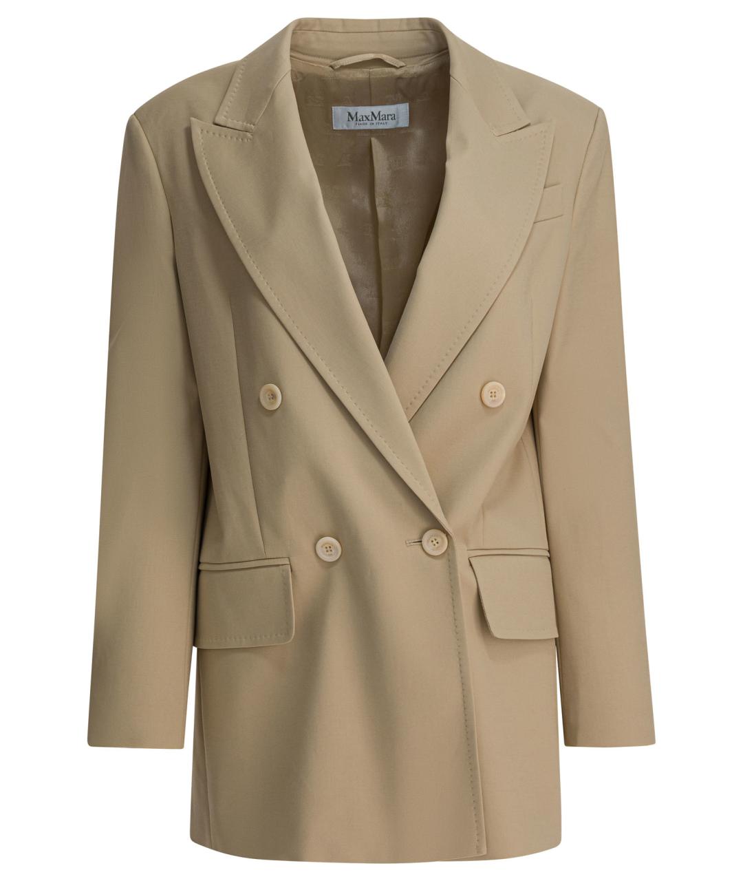 MAX MARA Бежевый хлопковый жакет/пиджак, фото 1