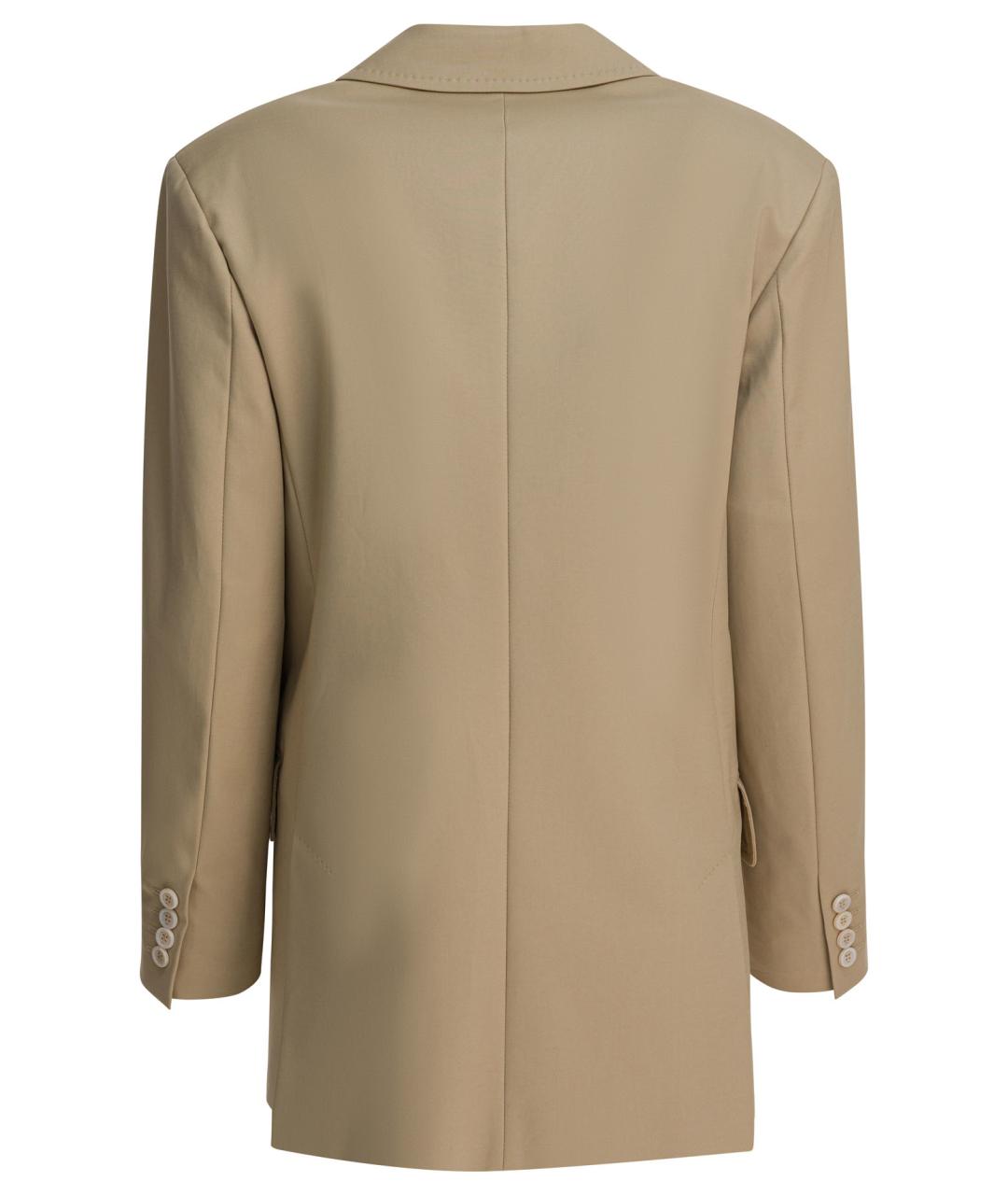 MAX MARA Бежевый хлопковый жакет/пиджак, фото 2