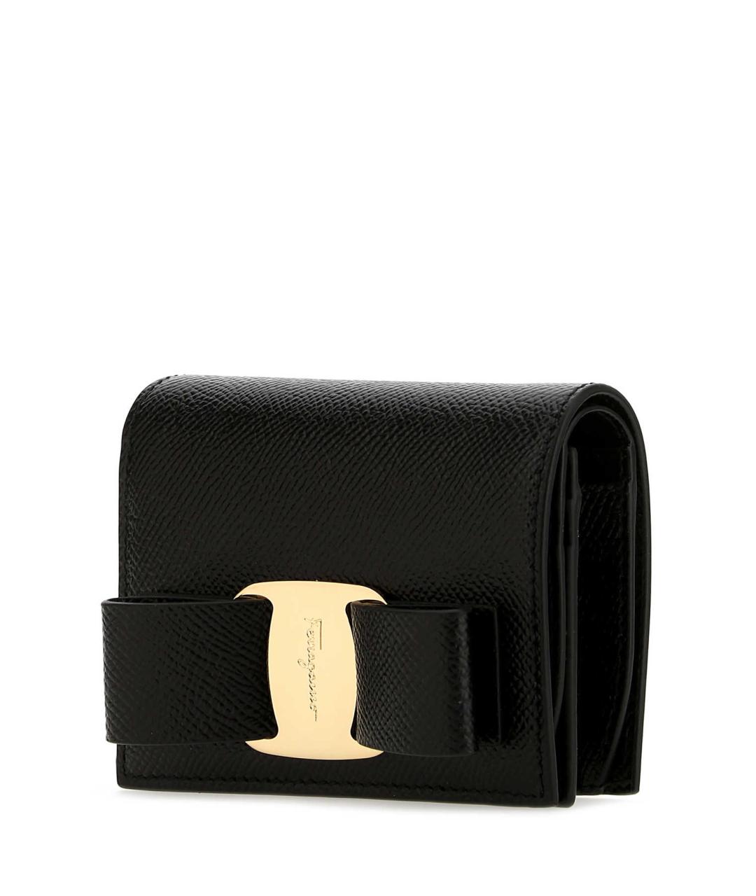 FERRAGAMO Черный кожаный кошелек, фото 2