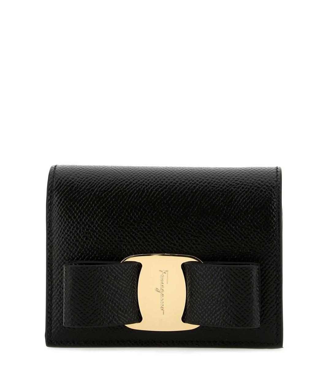 FERRAGAMO Черный кожаный кошелек, фото 1