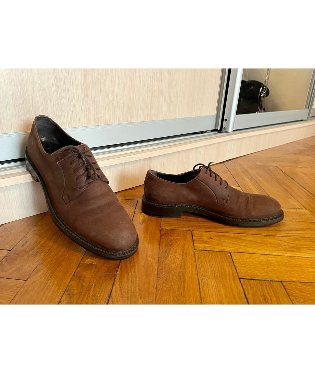 GIORGIO ARMANI Коричневые нубуковые туфли, фото 6