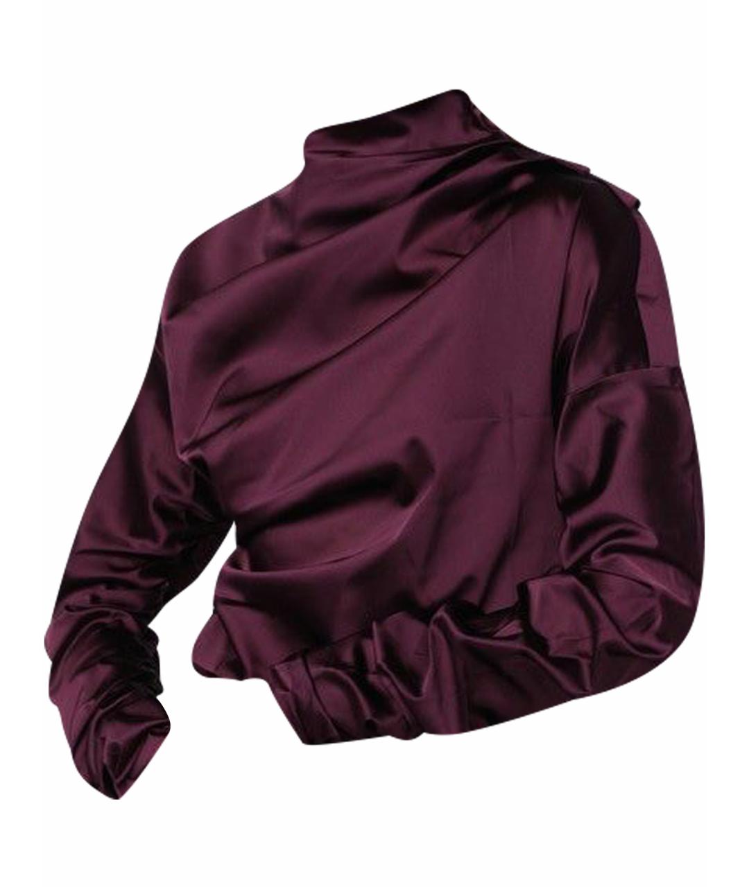 GANNI Бордовая ацетатная блузы, фото 1