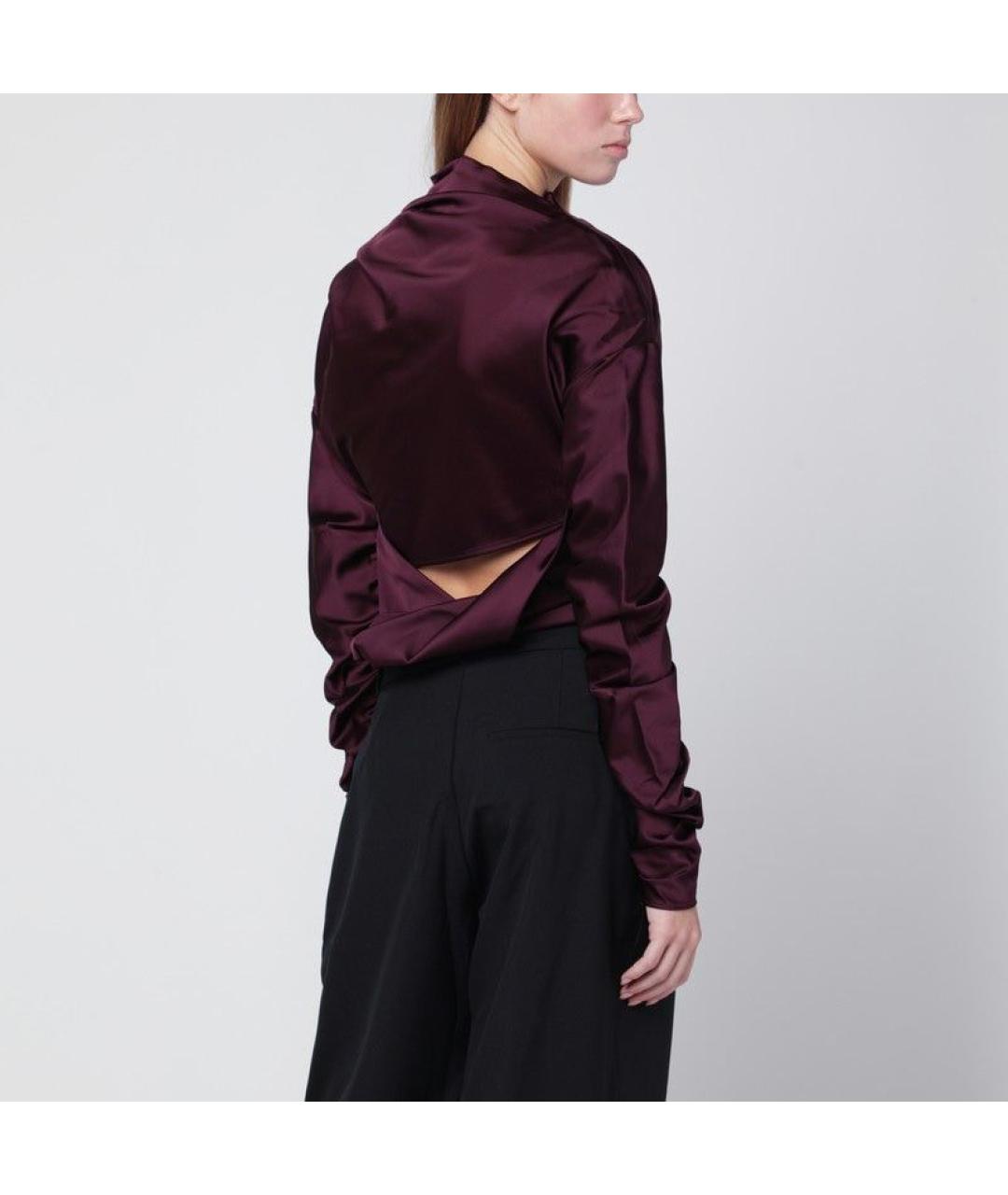 GANNI Бордовая ацетатная блузы, фото 2