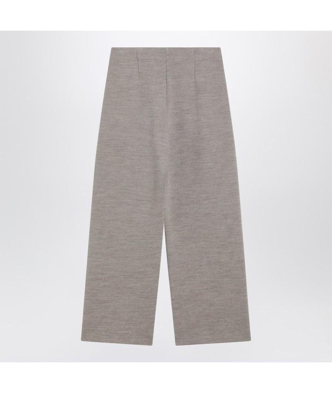 MAX MARA Серые шерстяные прямые брюки, фото 2