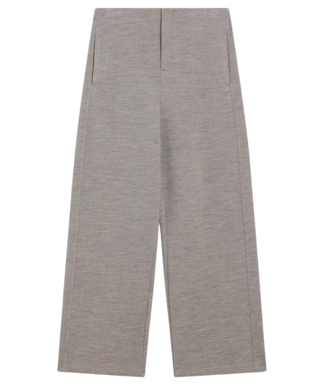 MAX MARA Серые шерстяные прямые брюки, фото 1