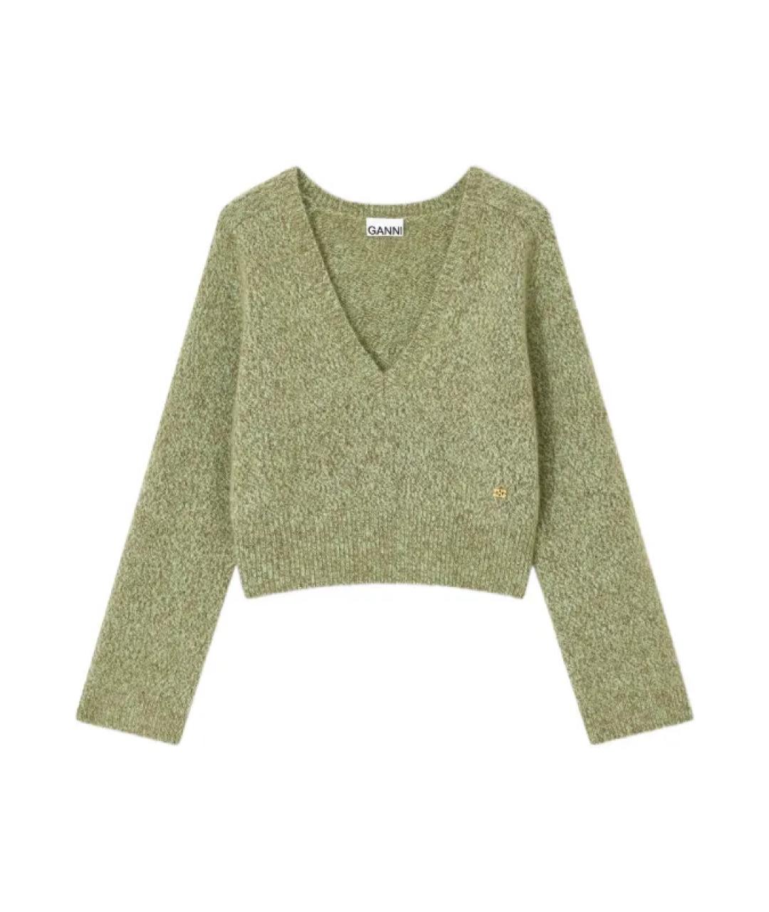 GANNI Зеленый шерстяной джемпер / свитер, фото 1