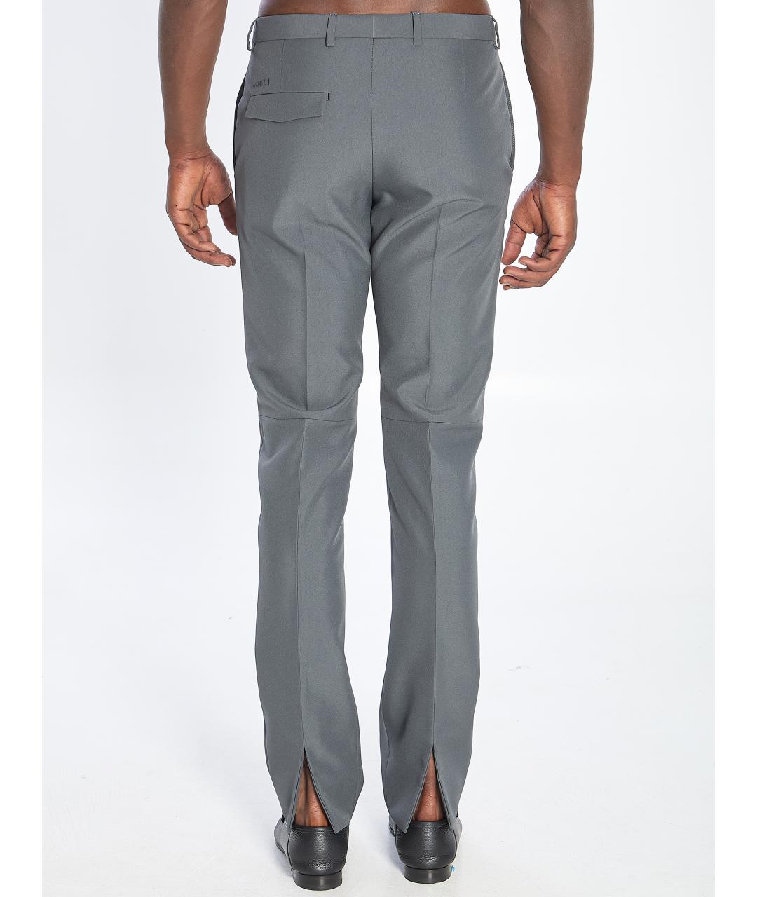 GUCCI Серые полиэстеровые повседневные брюки, фото 5