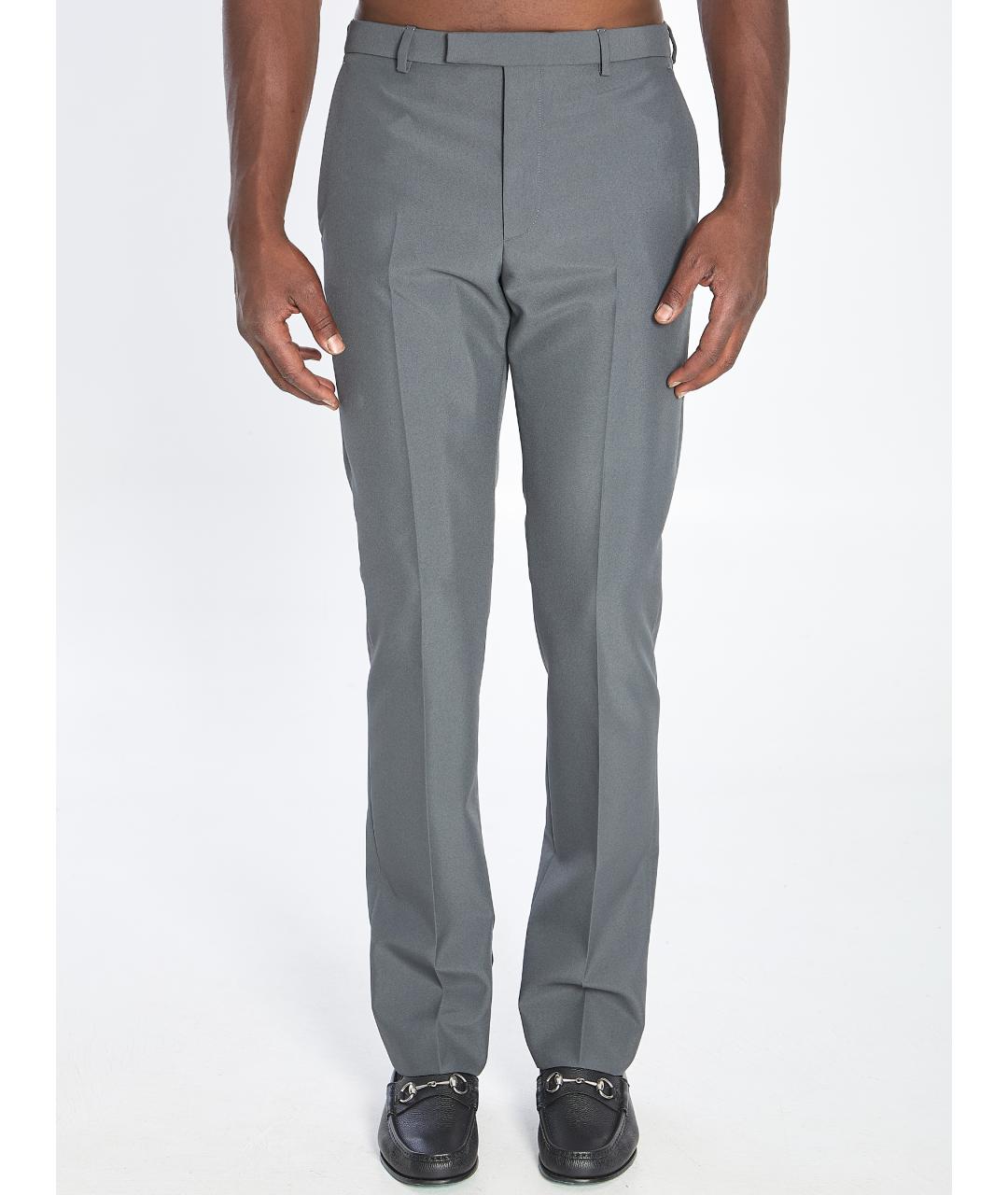 GUCCI Серые полиэстеровые повседневные брюки, фото 2