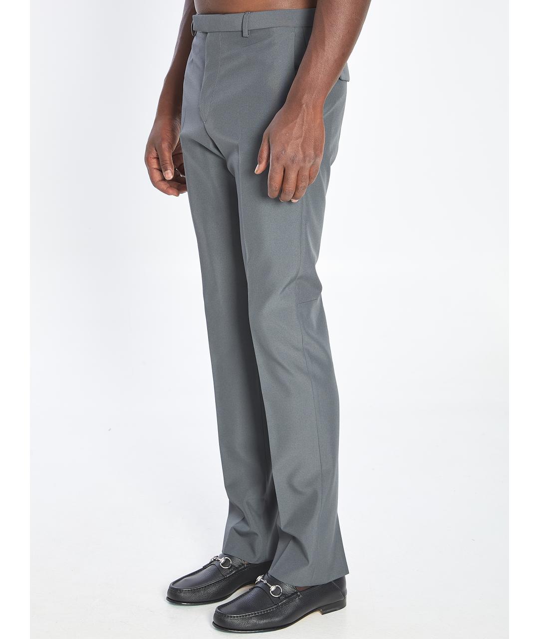 GUCCI Серые полиэстеровые повседневные брюки, фото 3