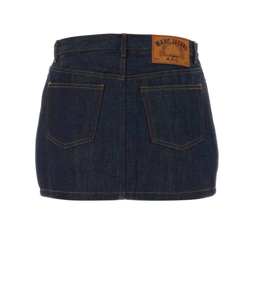 A.P.C. Темно-синяя хлопковая юбка мини, фото 2