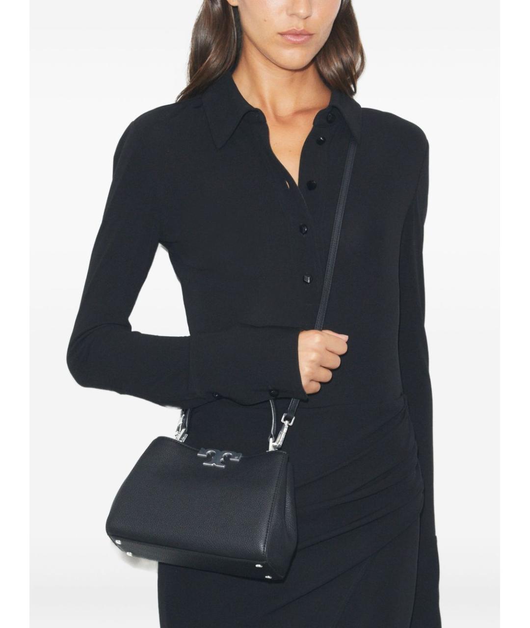 TORY BURCH Черная кожаная сумка с короткими ручками, фото 3