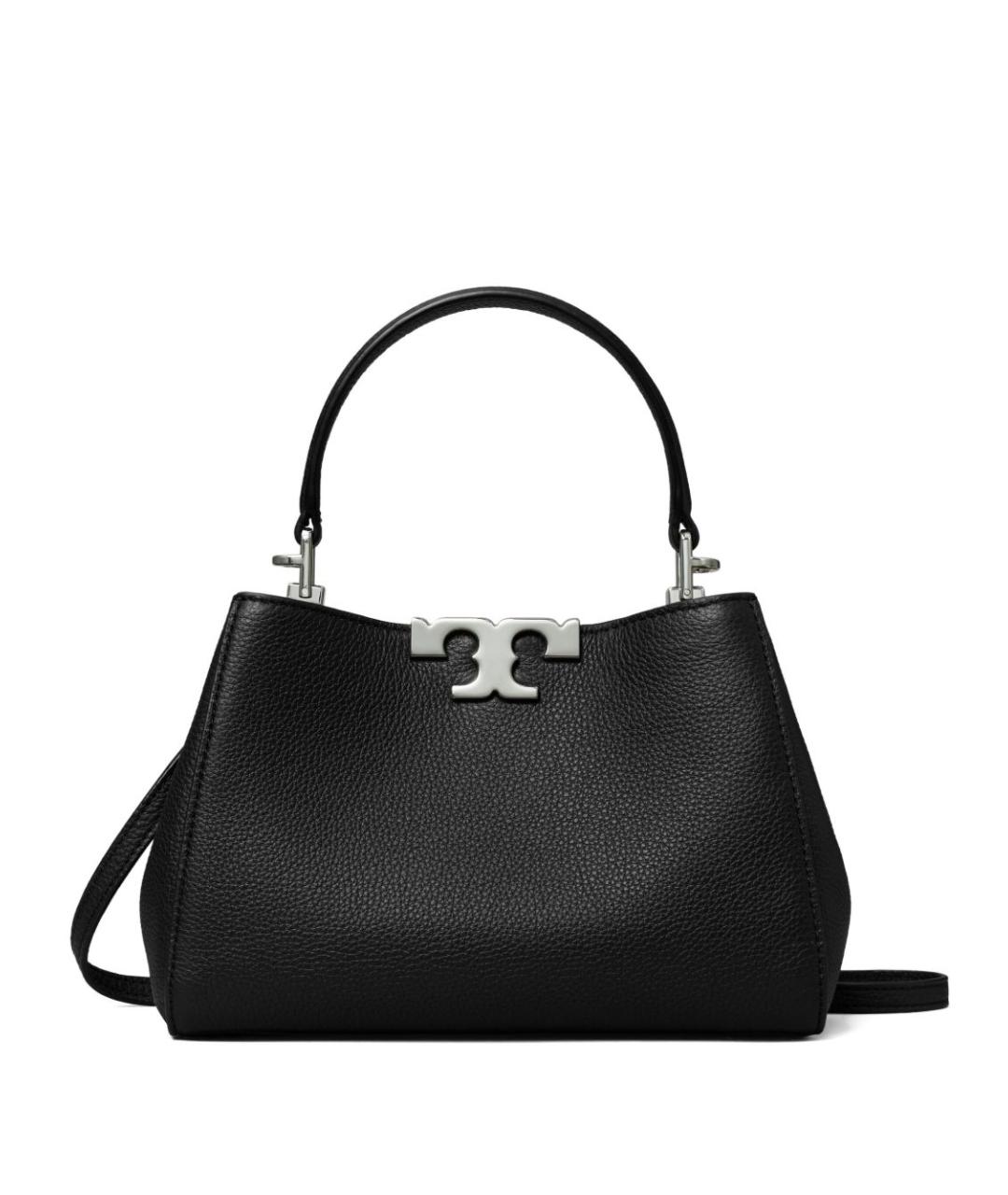 TORY BURCH Черная кожаная сумка с короткими ручками, фото 1