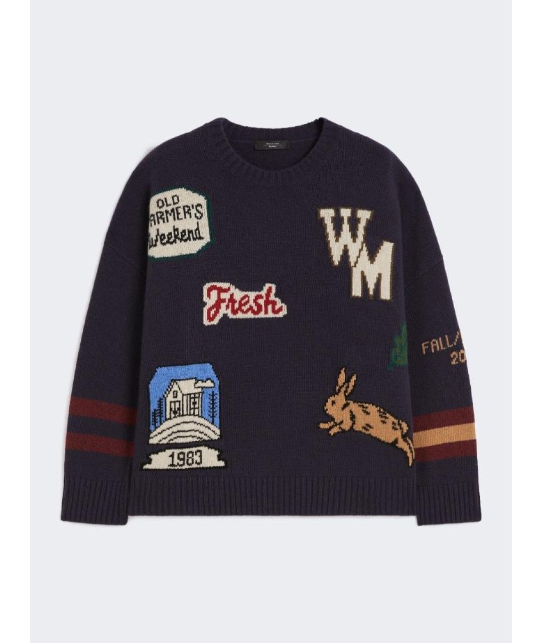 WEEKEND MAX MARA Синий шерстяной джемпер / свитер, фото 6