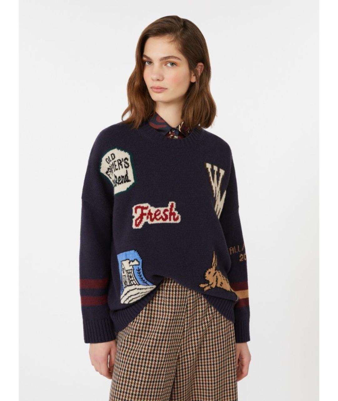 WEEKEND MAX MARA Синий шерстяной джемпер / свитер, фото 4