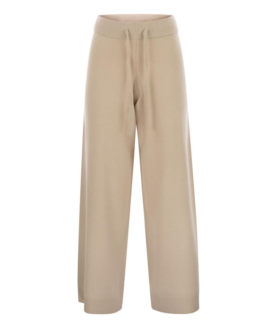 WEEKEND MAX MARA Бежевые шерстяные прямые брюки, фото 1