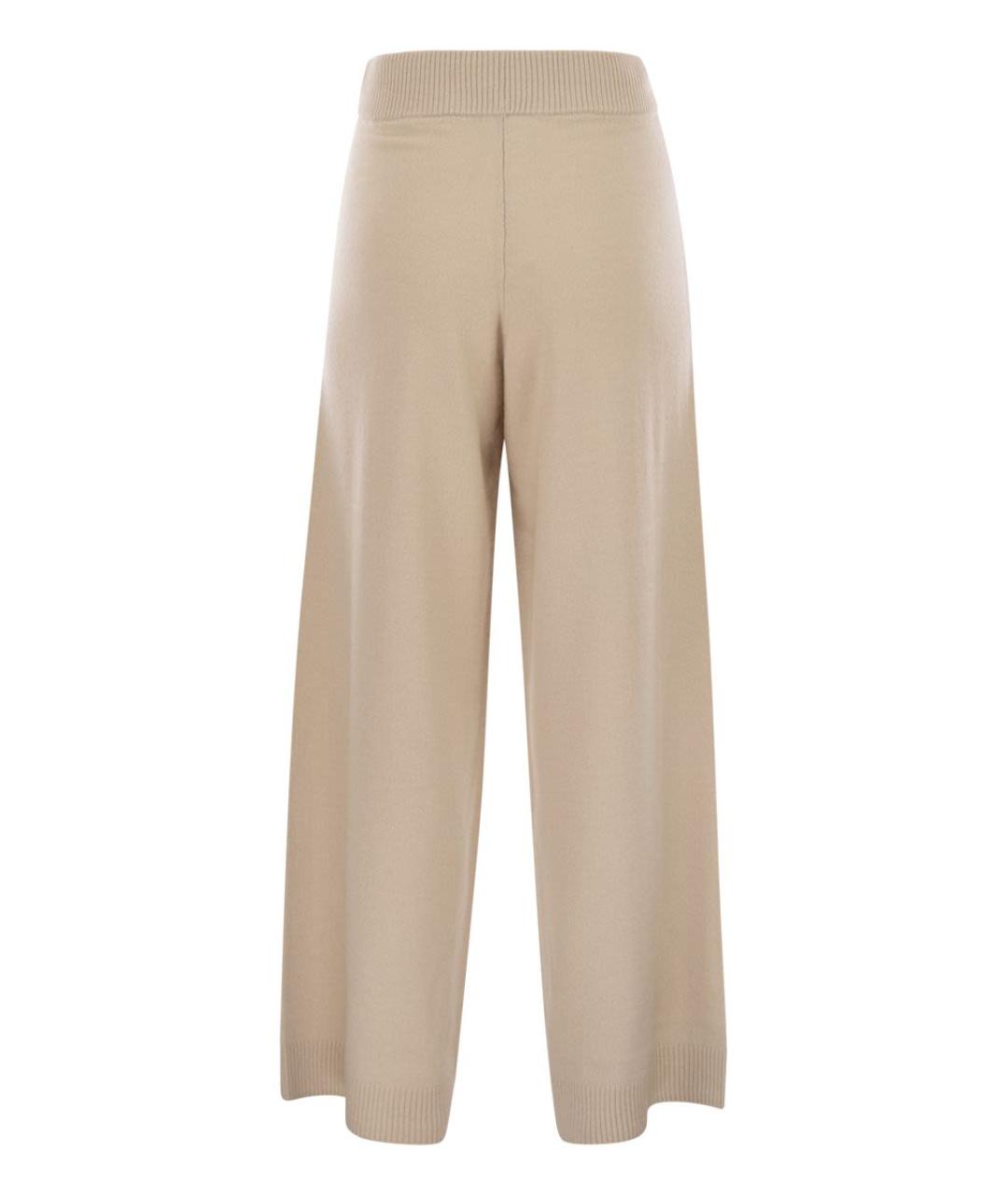 WEEKEND MAX MARA Бежевые шерстяные прямые брюки, фото 2