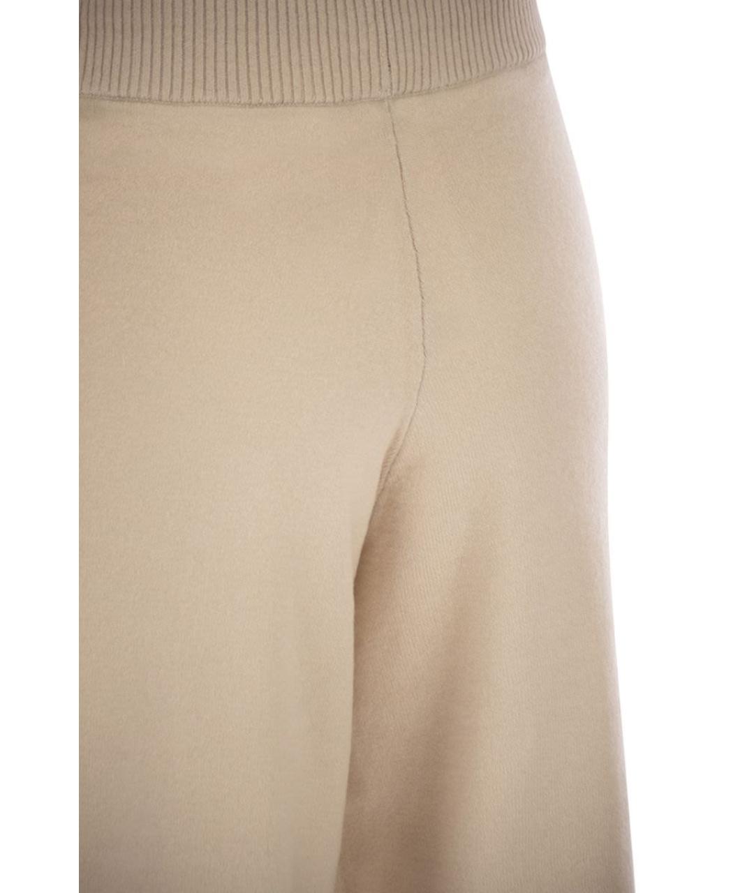WEEKEND MAX MARA Бежевые шерстяные прямые брюки, фото 4