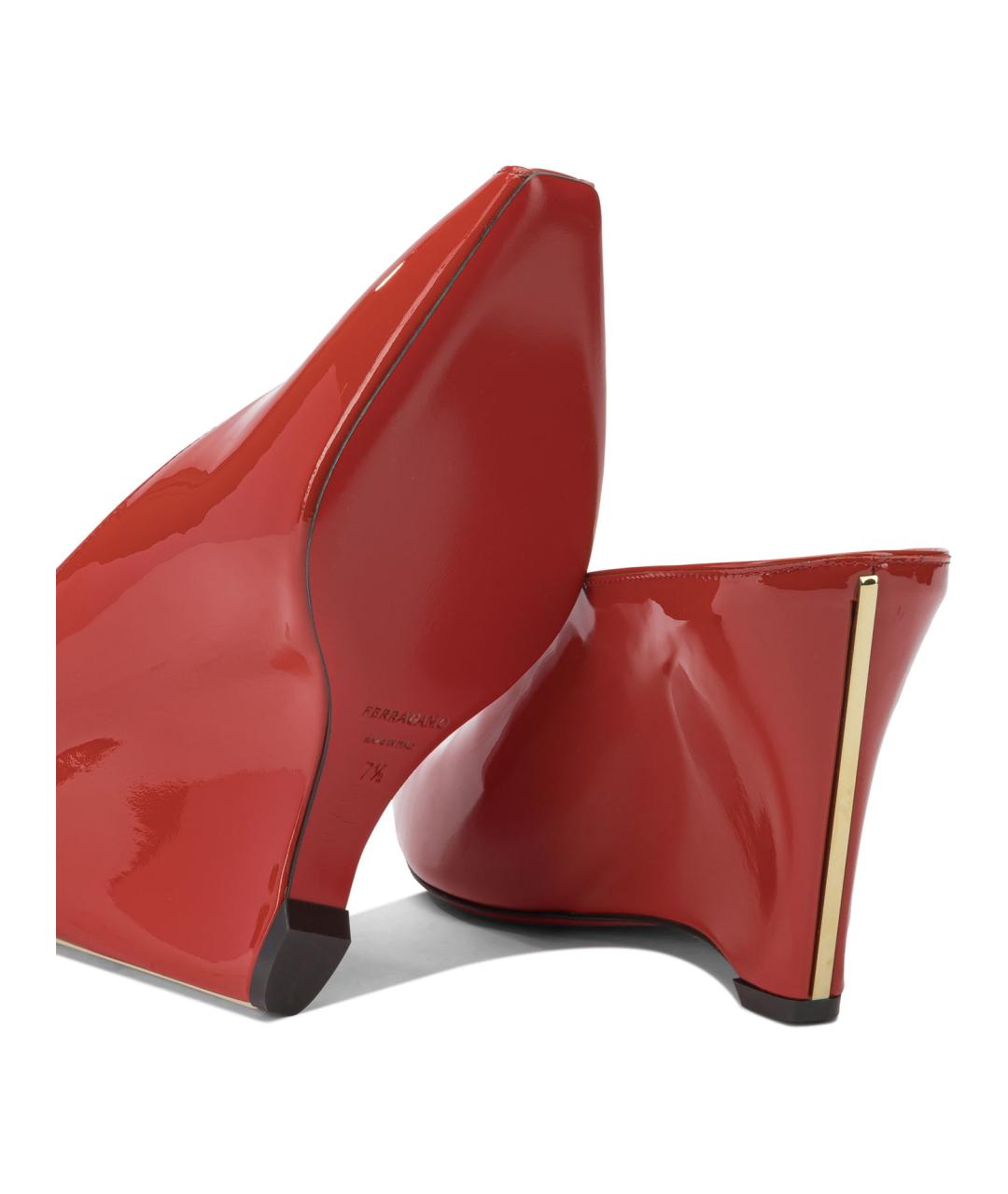 FERRAGAMO Красные кожаные туфли, фото 5