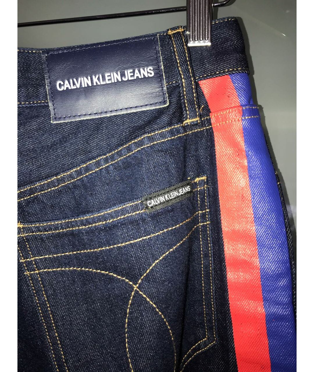 CALVIN KLEIN JEANS Синие хлопковые прямые джинсы, фото 8