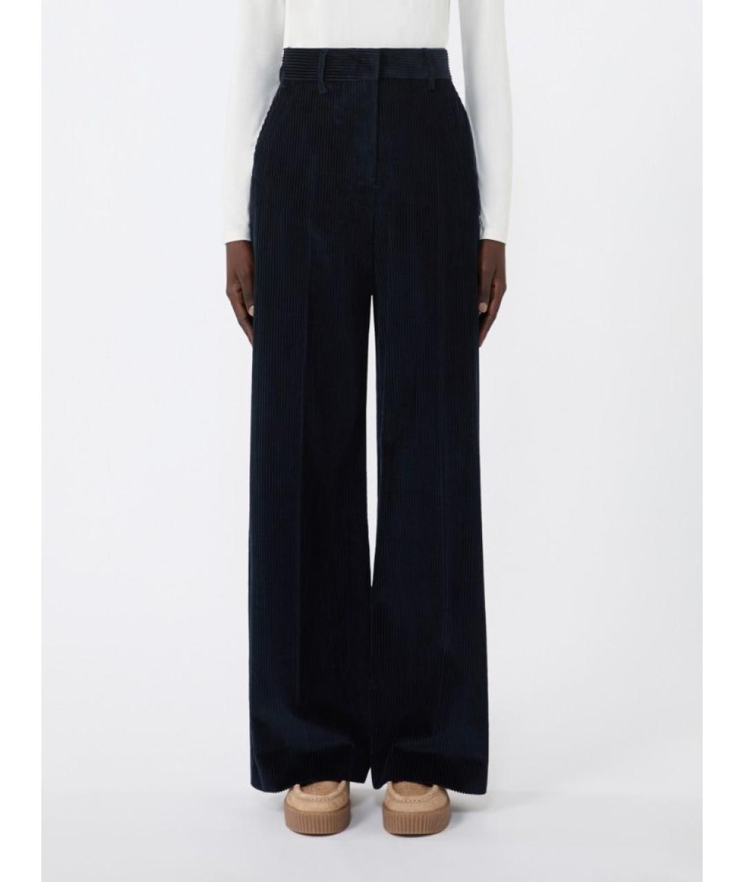 WEEKEND MAX MARA Синие хлопковые прямые брюки, фото 2