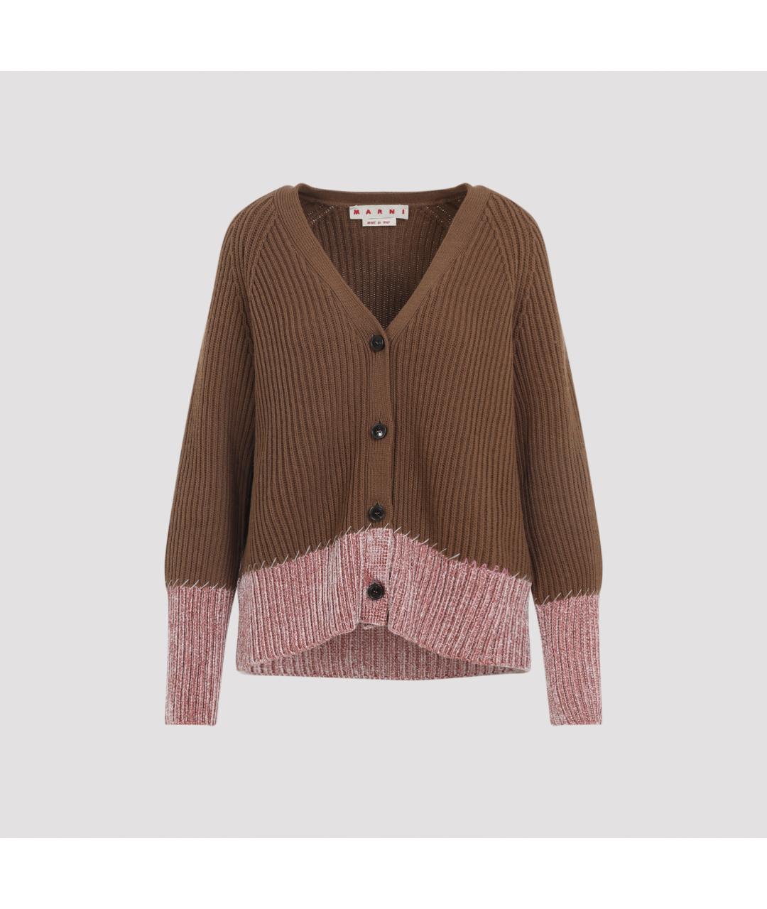MARNI Коричневый шерстяной кардиган, фото 2