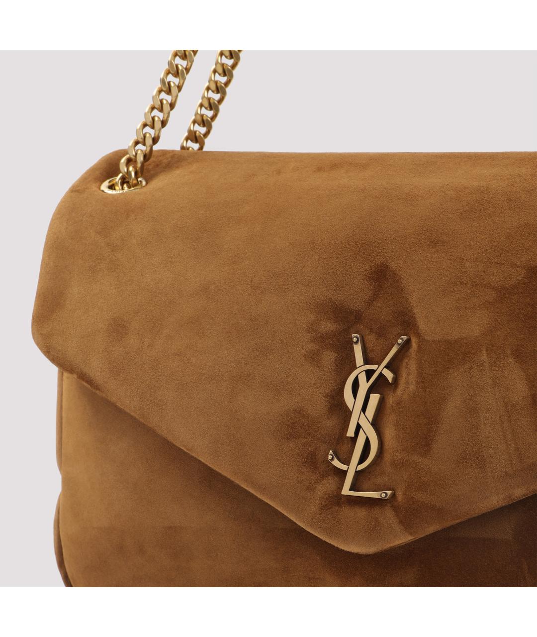 SAINT LAURENT Коричневая кожаная сумка через плечо, фото 3