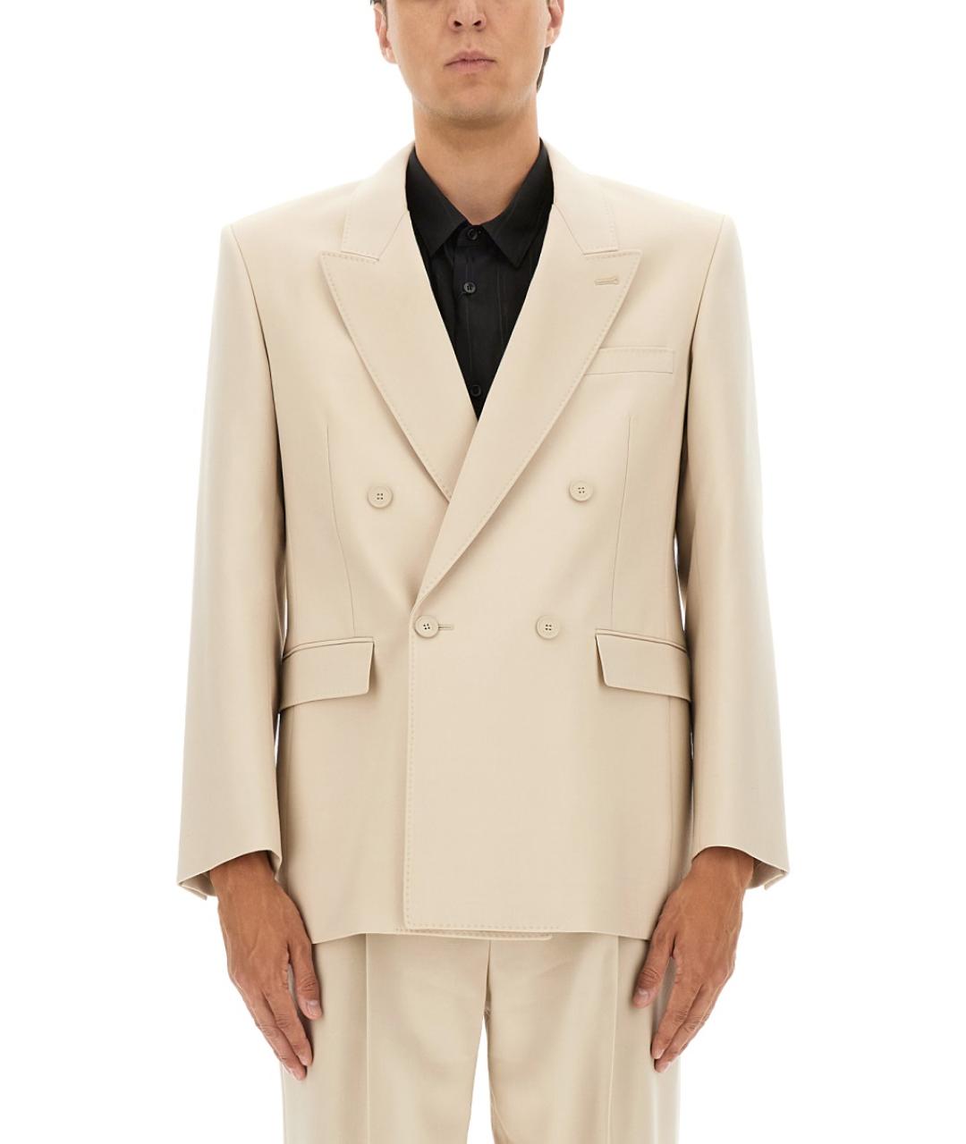 SAINT LAURENT Бежевый шерстяной пиджак, фото 2